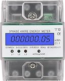 GothicBride Stromzähler, Digitaler Stromzähler 3-Phasen 4-Leiter Hutschiene LCD Drehstromzähler Digitaler Stromzähler 220 / 400V 5-100A für DIN Hutschiene Zwischenzähler Strom G