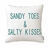 GSRONY Kissenbezug mit Sandy Toes & Salty Kisses Deko-Kissenbezug, Baumwollleinen, 45,7 x 45,7 cm, für Zimmer/S