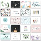 TABLOZA Geburtstagskarten Set - 20 Glückwunschkarten - Happy Birthday Karten im vielseitigem Design - Die perfekte Grußkarten für Frauen, Männer und Kinder