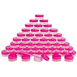 GreatforU 50 Pack 3g Jar, 3ml Jar, 50pcs BPA Free, Kosmetik Probe Container, Plastik, runde Topf Rote Rosa Schraubdeckel, kleine 3g Flasche, für Make-up, Lidschatten, Nägel, Puder, Farbe, Schmuck