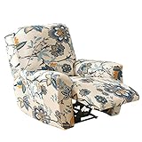 CZADMXP Sesselbezug 4-Teilig, Stretch Sessel-Überwürfe Sesselschoner, Stretchhusse Für Relaxsessel Komplett, Elastisch Bezug Für Fernsehsessel Ruhesessel (Blume 3,1 Sitzer)
