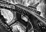 Forwall Fototapete Vlies Tapete Wanddeko Eiffelturm Paris - Frankreich Wolken Vintage Grau Moderne Wanddekoration 12672V8 368cm x 254cm Schlafzimmer Wohnzimmer