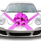 QUACOWW 18 Zoll Auto Schleife, Schleife Gross Auto Pink Pull Bogen, Shiny Pink Wrapping Bow für Hochzeiten, Geburtstagsgeschenke, Abschlussfeiern und Sweet Parties Decor