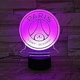 Led Nachtlicht Paris Beleuchtung 3D Football Club Fc Paris Saint Germain Kinder Fußball Logo Nachttischlampe Nachttisch Kindergeschenke