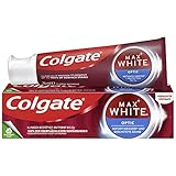 Colgate Zahnpasta Max White Optic 75 ml – entfernt bis zu 100% der Oberflächenverfärbungen für eine sofortige Zahnaufhellung* und ein weißeres L