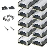StarlandLed Schwarze Aluminiumkanäle für LED-Lichtleisten, 10 Stück, LED-Profil, U-Schiene mit Abdeckungsdiffusor und komplettem Montagezubehör, 1 Meter Segmente …