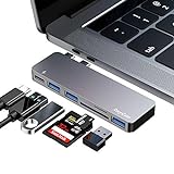 USB C Hub Adapter für MacBook Pro M1/ MacBook Air M1 2020 2019 2018 13' 15' 16', USB-C Zubehör Kompatibel MacBook Pro/Air Mit 3 USB 3.0 Ports, TF/SD Kartenleser, Thunderbolt 3 Data Power Delivery