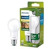 Philips Classic ultraeffiziente E27 LED Lampe, 60W, warmweiß, matt, dimmbar