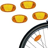Speichenreflektoren Extra Verstärkt mit Stahlclips Reflektoren Orange 4er Set Katzenaugen mit Prüfzeichen nach StVZO Speichen Reflektor Reflector fürs Rennrad MTB Trekking Bike & Kinder Fahrrad