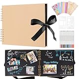 DazSpirit Fotoalbum Zum Selbstgestalten 80 Schwarze Seiten Scrapbook Fotoalbum, DIY Erinnerungen Fotoalben Groß Fotoalbum Für Kinder Baby, Fotoalben Für Hochzeit,Abschluss, Geburtstags,Hochzeitstag