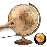 ORBIT Globes & Maps - Retro Leuchtglobus im antiken Stil - 30cm Vintage-Globus mit stabilem Standfuß, Kartenbild 2020 physikalisch / politisch mit LED Leuchte, aktuelles deutsches Kartenbild