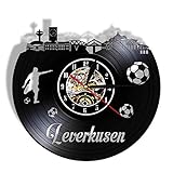SSCLOCK Leverkusen Skyline Retro Schallplatte Wanduhr Deutschland Stadtbild Meisterschaft Fußball Feier Landschaft Retro Wanduhr 30CM