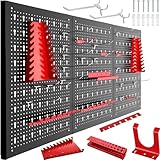 tectake® Werkzeug Lochwand aus Metall, 120 x 60 x 2 cm, Werkzeugwand Lochplatte, inkl. Werkzeughalter Set Haken und Halterungen, Wandregal Regalsystem für Werkbank, Garage, Werkstatteinrichtung