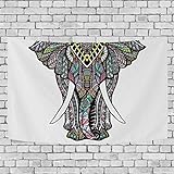 JUMBEAR Trible Elefant Tapisserie, Wandteppich, Hippie, psychedelische Kunst, lustiger Polyester-Teppich, dekorativ für Wohnzimmer, Schlafzimmer, 152,4 x 101,6 cm