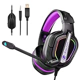 Fachixy PS4 Gaming Headset für Xbox One,PS5,PC,Switch - 50mm Treiber Crystal Stereo Sound Gaming Kopfhörer, Noise Reduction 3.5 mm