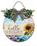 Horienteeon Sonnenblume Küche Dekor Hello Sommer Dekor Schild Kranz Haustür Dekor Restaurant Zuhause Outdoor Veranda Heimdekoration Neujahr, Weihnachten, Ostergeschenke Hausgebrauch 30,5 x 30,5