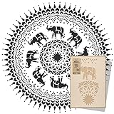 NAKLEO Wiederverwendbare Wand Kunststoff-Schablone – durchmesser 220cm - Elefant Mandala Symbol - Große Tapete Muster Malen DIY Kunsthandwerk Vorlage – Stoff Möbel Holz Leinwand