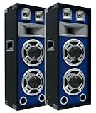 2x600W Party DJ PA Lautsprecher-Paar Disco Boxen doppel 20cm BASS Blue-LED E-Lektron SPL220