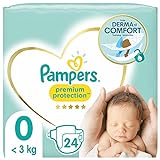 Pampers Baby Windeln Größe 0 (1.5-2.5kg) Premium Protection, 24 Stück, Pampers Weichster Komfort Und Schutz