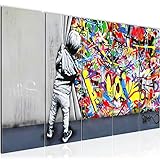 Runa Art Wandbild XXL Boy Behind the curtain Loft Wohnzimmer 200 x 80 cm Bunt 5 Teilig - Made in Germany - 043555
