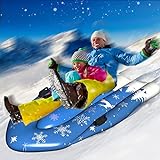 Aufblasbarer Schlitte, Winter Aufblasbarer Snow Tube Schlitten für Kinder Erwachsene mit Sicherheit Griffen,160×70x15cm ( Blue )