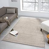 VIMODA Teppich Wohnzimmer Teppich Schlafzimmer, Flur, küche Kurzflor Orient Design Vintage Hoch-Tief-Effekt Modern 3D Weich, Farbe:Taupe, Maße:120 x 170
