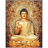 Eckige Steine Diamant Painting Bilder Groß Buddha Meditation 40x50cm DIY 5D Diamant Painting Aufkleber Malen nach Zahlen Stitch Diamant Stickerei Geschenk Basteln Mosaikherstellung für Wand D