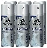 adidas adipure Deo Body Spray für Herren mit patentierter Cotton-Tech™-Technologie für 48 Stunden Deo-Schutz, 6er Pack (6 x 150 ml)