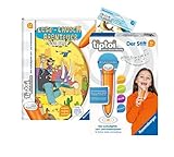 tiptoi Ravensburger Set: Lese-Lausch-Abenteuer | Dino-Stadt + 00801 Der Stift - mit Aufnahmefunktion + 1x Create-Sticker