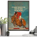 Poster 'Man And Horse Crossing The Fencing', 'Horse Racing It's Not About Being Better Poster, Gewinner Is A Dreamer Who Never Gives Up Wall Art, ohne Rahmen, 27,9 x 43,2 cm Poster