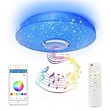CheDux 36W RGB Farbwechsel LED Deckenleuchte Dimmbare mit Bluetooth Lautsprecher,mit Fernbedienung und APP-Steuerung,Musikwiedergabe,Wasserdichte LED Deckenlampe für Badezimmer Schlafzimmer Wohnzimmer