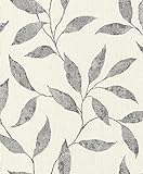 Rasch Tapete 651249 - Florale Vliestapete mit Blättern in Grau und Beige aus der Kollektion Tapetenwechsel II - 10,05m x 0,53m (LxB)