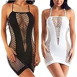 LOVELYBOBO 2-Pack Damen Kleid elastisch und flexibel tragbar Einheitsgröße mit Clubwear Partykleid V-Ausschnitt Rückenfreies (schwarz+weiß)
