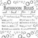 Bathroom Rules Wandtattoo Aufkleber Badezimmer Spruch Wort Zitat Wandtattoo Vinyl Badezimmer Zeichen Wand Waschen Schwarz Dekor Pinsel Spülen Abnehmbar Dekor für Toilette, 25,5 x 23,5 Zoll