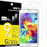NEW'C 3 Stück, Panzer Schutz Glas für Samsung Galaxy S5, Frei von Kratzern, 9H Härte, HD Displayschutzfolie, 0.33mm Ultra-klar, Ultrabeständig