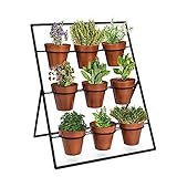 Vertikaler Garten, Set mit 9 Metall-Pflanzgefäßen auf einem Metall-Pflanzgefäß, Display für Kräuter & Pflanzen, Indoor & Outdoor