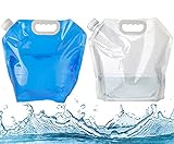 Wasserkanister Faltbar, 2 Packs 10L+10L Wasserbehälter Trinkwasser Behälter BPA Frei Tragbar, Faltbarer Faltkanister mit Tragegriff für Outdoor Camping & Reisen BBQ (Blau+Weiß)
