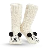 Disney Mickey Minnie Winter Socken, Kuschelsocken Damen Mädchen Warm Ultra-Bequeme Hausschuhsocken Antirutsch Flauschigem Sherpa-Futter, Tolles Geschenk für Mama (Beige, 36 EU-41 EU, numeric_36)