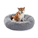 Amazon Brand – Umi Hundebett Plüsch weich warm Donut Haustierbett für Hund Flauschiges kuscheliges Schlafbett Multi-Size-Haustier Sofa für klein-mittelgroße Hunde maschinenwaschbar grau M