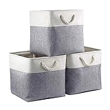 Mangata Aufbewahrungsbox Stoff, aufbewahrungskorb Grau Weiß, Korbe Stoff in Würfel (30x30x30 cm) für Schrank, Regal, und Kleidung, (Faltbare, 3er Pack)