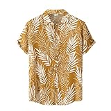 Hawaiihemd Herren Sommer Freizeithemd Kurzarm Retro Aloha Shirts Hawaii Hemd für Männer Urlaub Strandhemd Dünne Atmungsaktivit Casual Sommerhemd Revers Henley Tshirt…