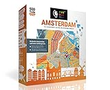PuzzleMap Amsterdam Puzzle Stadtplan | XXL 500 Teile | Mit Booklet & Faltkarte | 68x48cm Motivgröße | Reiseführer Geschenk Souvenir