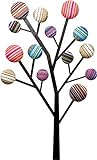 Kare Design Wandgarderobe Bubble Tree, Garderobenleiste in Baum Design, 6 Garderobenhaken verziert mit bunten, knopfähnlichen Kreisen, Kleiderhaken, Bunt (H/B/T) 111x65x6,5cm