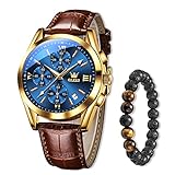 Raitown Uhren Herren Chronograph Wasserdicht Multifunktional Analog Quarz Uhr Geschäft Stylisch Leuchtend Armbanduhr für Männer R2872G