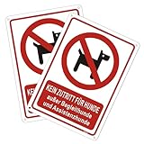 Andchi 2tlg. Hundeverbotenschild Kein Hund Zutritt Warnung Schild Hinweisschild Verboten Schilder für Büro Hotel Restaurant usw18x25cm(Rot-Hunde Verboten)
