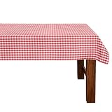 FILU Tischdecke 100 x 140 cm Rot / Weiß kariert (Farbe und Größe wählbar) - hochwertig gefertigtes Tischtuch aus 100% Baumwolle