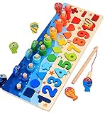 MagicLernspielzeug - Montessori Holzspielzeug für Kinder - Magnetisches Angelspiel aus Holz, zum Lernen von Farben und Rechnen