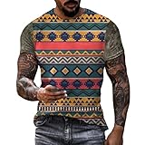 Saclerpnt Herren Vintage T-Shirt 3D Druck Coole Shirts Retro Digitaldruck Tops Print Oberteile Kurzarm Oversized Bunt Tees Mode Streetwear Tshirt(Gelb,XXL)