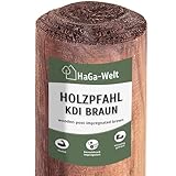 HaGa Holzpfahl - 5cmØ | 150cm Höhe | 10 Stk. - Rundholz Pfahl aus Kiefer für Zaun - Weidezaunpfähle - Zaunelemente für Holzzaun, Hundezaun, Weidezaun, G