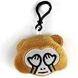 Emoji Schlüsselanhänger AFFE Augen ZU Smiley aus Plüsch See-No-Evil Monkey schämen Facepalm hochwertiger Emoticon Anhänger mit Schlaufe und Karabiner-Haken von wortek
